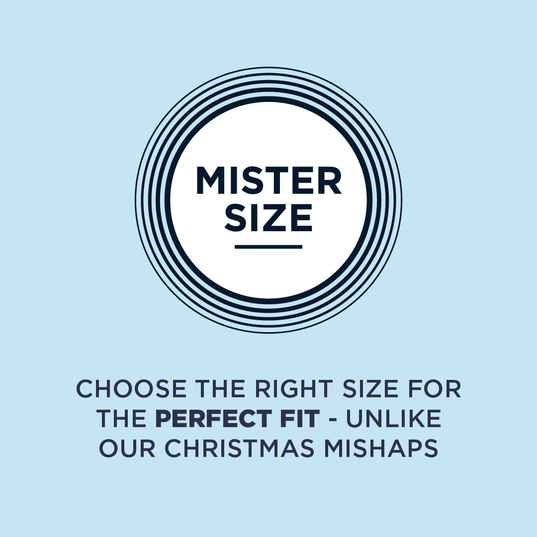 Логотип Mister Size з текстом під ним: Оберіть правильний розмір для ідеальної посадки
